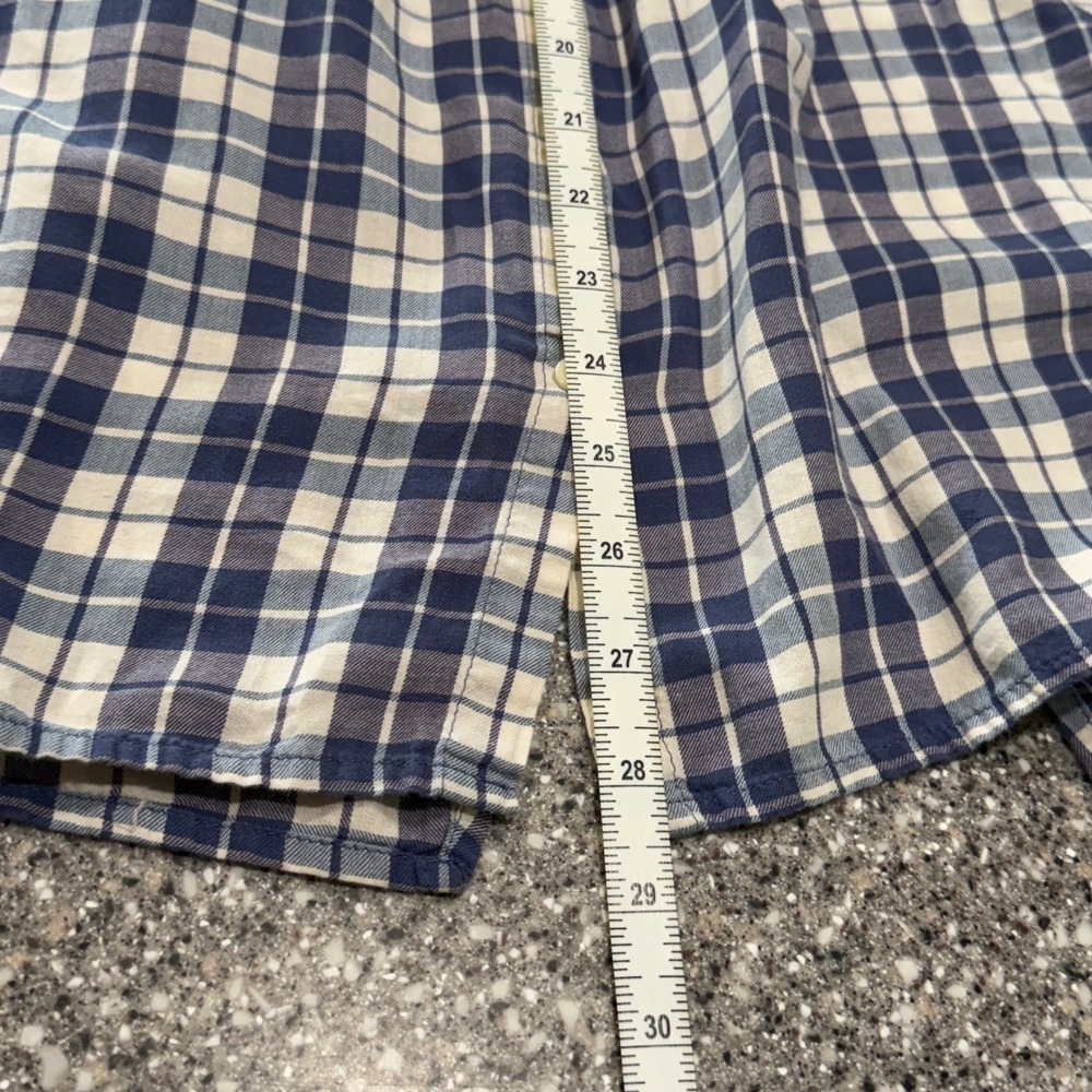 Madewell Blue White Plaid Split Back Button Front Cotton Top Womens Medium - Picture 11 of 12